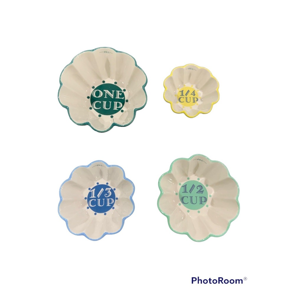 Streamline Ceramic Ruffled Nesting Measuring Cups Set of 4 Multicolor AC R060